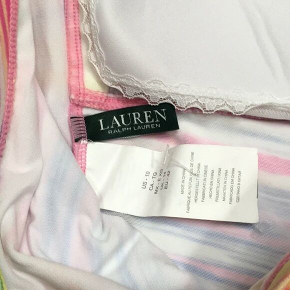 Lauren Ralph Lauren pastel stripe swimsuit. New - Picture 8 of 9